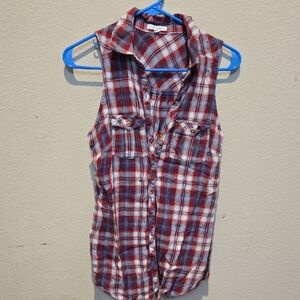 Maurices Red and Blue Button Down Shirt